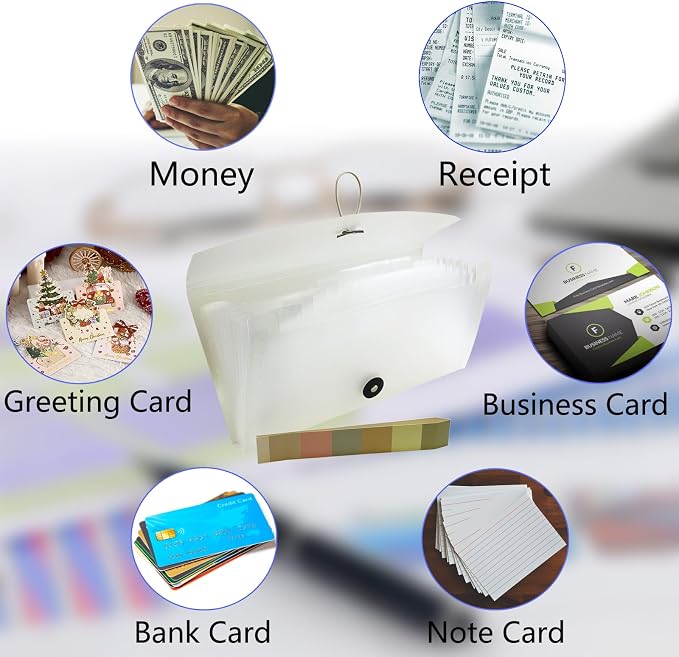 Portable 13-Pocket Receipt & Coupon Organizer, Small Expanding Accordion File - Image 4