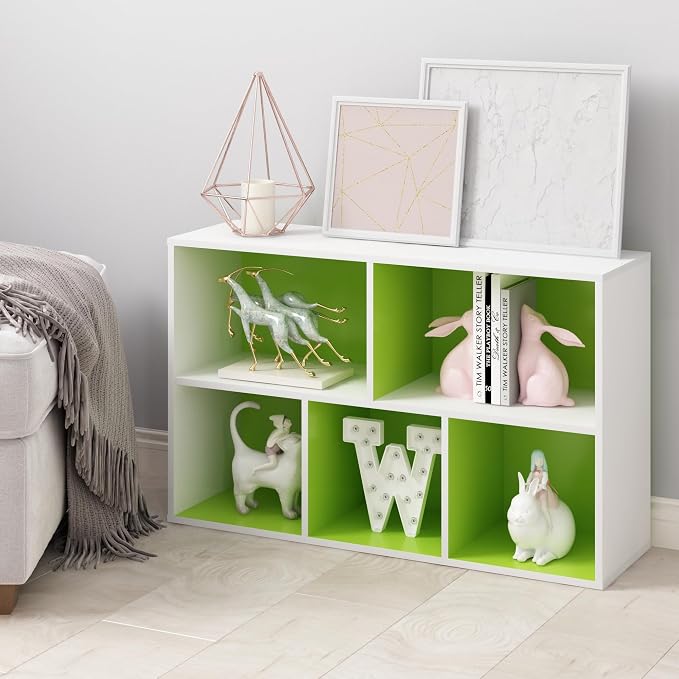 Furinno LUDER Book Shelf, 5-Cube Bookshelf, Reversible Bookcase, 9.4 x 19.5 x - Image 2
