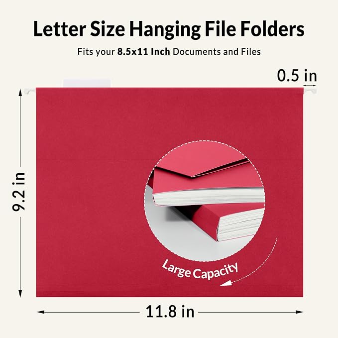 SUNEE Hanging File Folders, 25 Pack Letter Size Hanging File Folders - Image 5