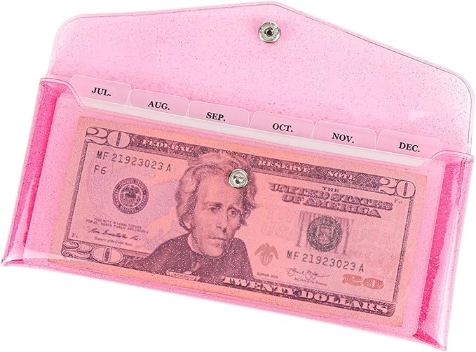 Cash Envelope Wallet Budgeting System PVC Multi-Purpose Pink Cash Stuffing by XiowDow