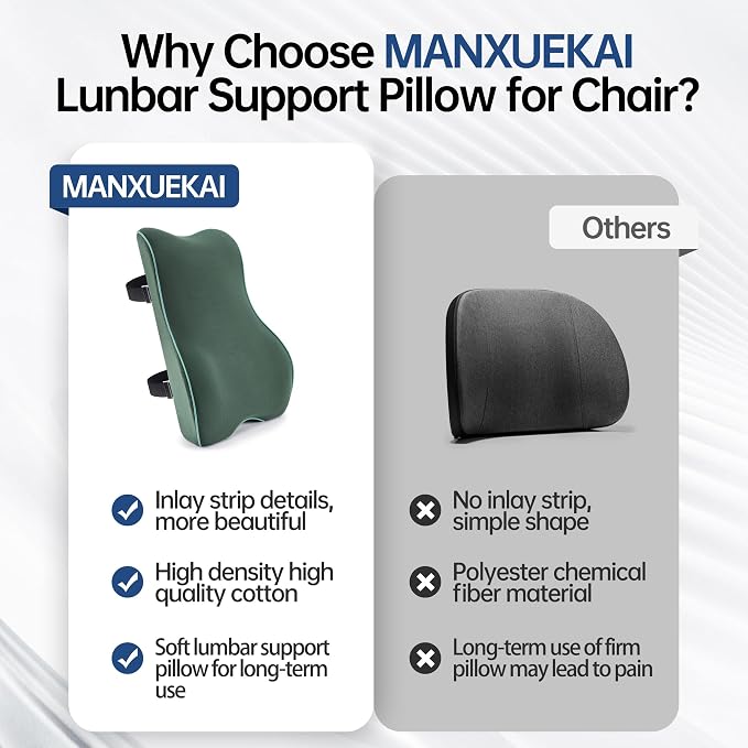 Soft Comfortable Memory Lumbar Support Pillow Back Cushion - Image 4