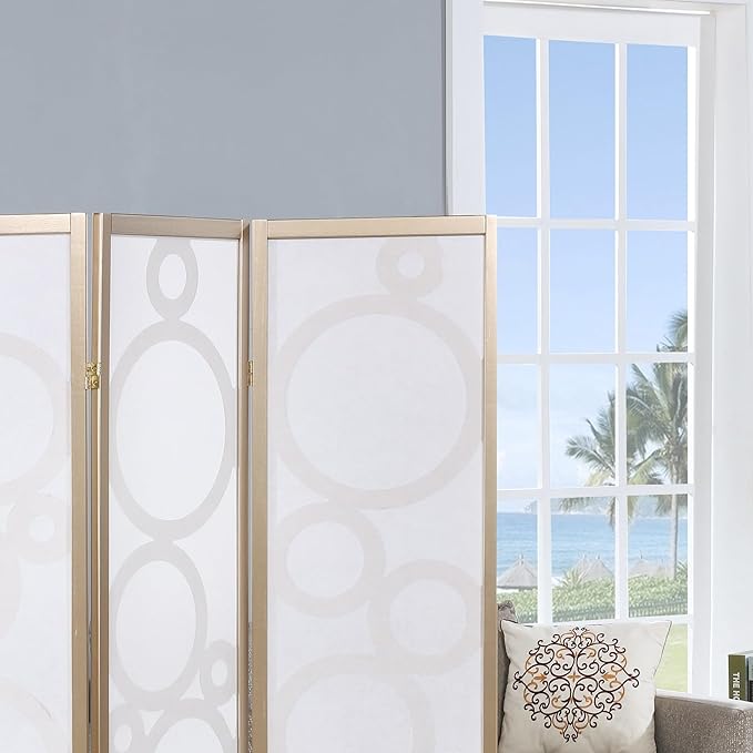 NicBex Room Divider 4 Panel Room Dividers with Circle Pattern Partition Room Dividers and Folding Privacy Screens Wall Divider for Home, Office, Room Separation,70" W x 1" D x 70" H, Gold-DeskLoop Office