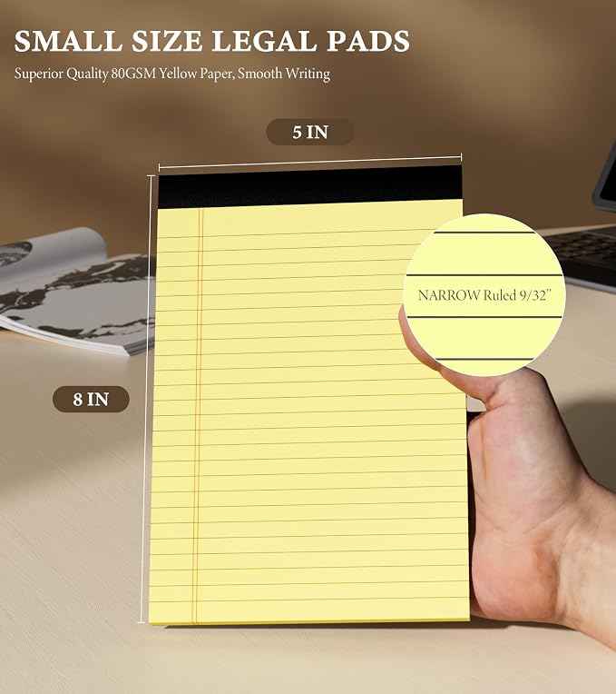 Small Legal Pads 5x8 Notepad, 6 Pack Note Pads 5x8 College Ruled Writing Pads - Image 2