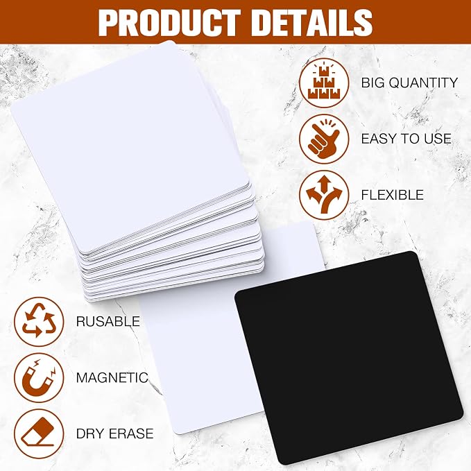 Spakon 50 Pack Dry Erase Blank Magnetic Labels Magnets Multipurpose Erasable - Image 3