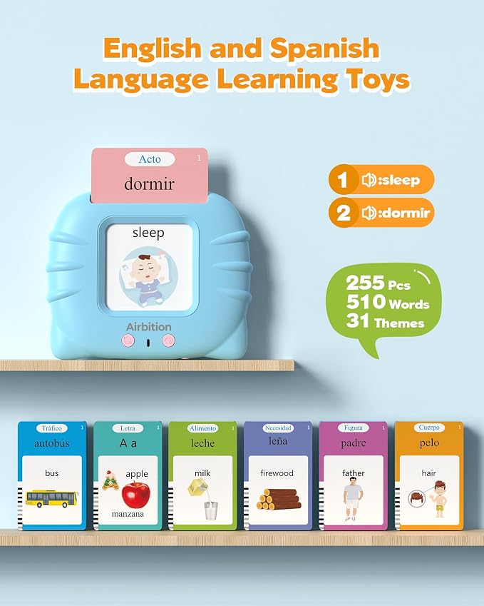 Airbition Bilingual Spanish and English Talking Flash Cards - Image 2