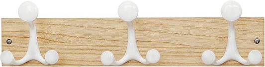 SKOLOO 17-Inch Natural Wood Coat Rack Wall Mount with 3 Triple Hooks - Ideal for Family Entrances, Classrooms, and Pet Supplies Storage - Perfect Coat Hooks for Wall-DeskLoop Office