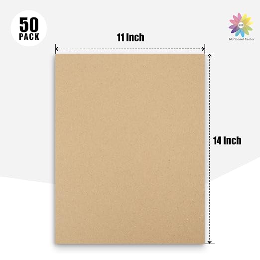 Mat Board Center, 50 Corrugated Cardboard Sheets 11x14 Inches Flat Card Board - Image 2