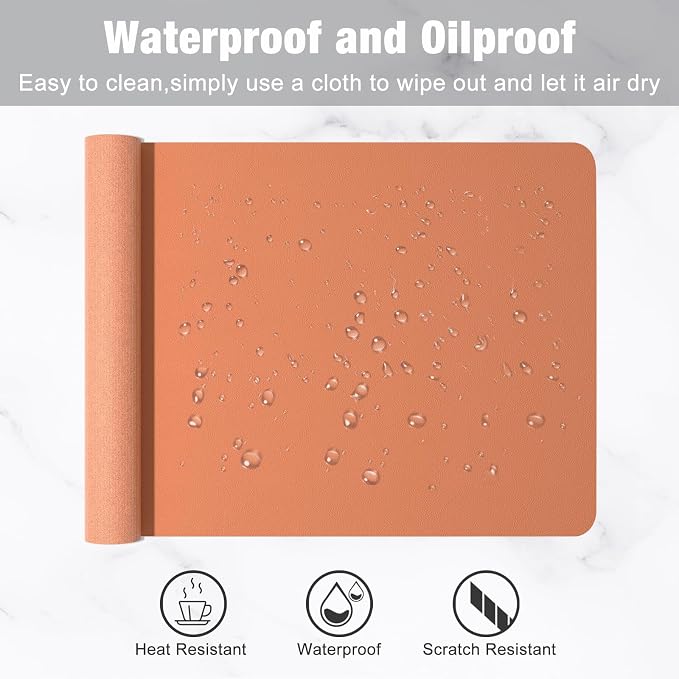 Hsurbtra Desk Pad, 23.6" x 13.8" PU Leather Desk Mat, M Extended Mouse Pad - Image 5