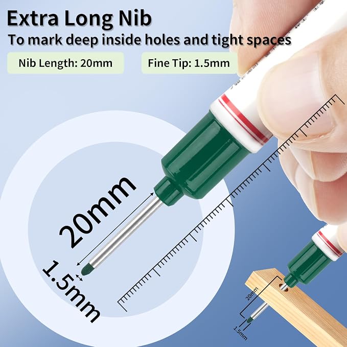 15 Pcs Long Head Deep Hole Marker, 20 mm Long Nose Nib Deep Reach Metal Marking - Image 2