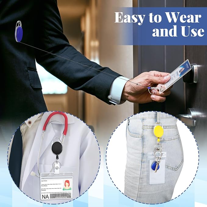 Honoson 40 Pcs Heavy Duty Retractable Badge Reels Batch ID Badge Holder - Image 4