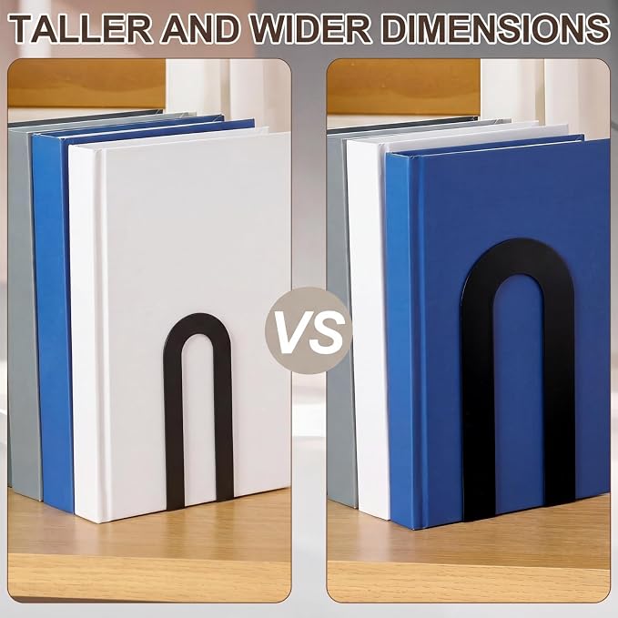 Chunful 2 Pcs Black Modern Metal Book Ends - Image 6