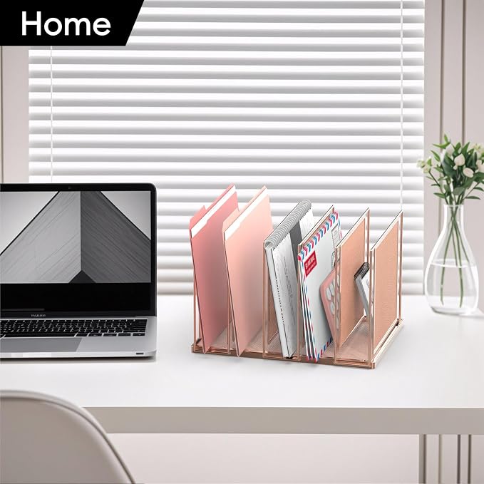 File Organizer for Desk, 5-Section Vertical File Sorter, Paper Holder Organizer - Image 8