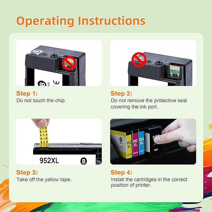 952XL Ink Cartridges Combo Pack (4-Pack) | Works with OfficeJet 8702 8710 Pro 7740, 8210, 8700 Series Replacement for HP 952XL Ink Cartridges Combo Pack HP952 952 XL Black Cyan Magenta Yellow| N9K28AN-DeskLoop Office