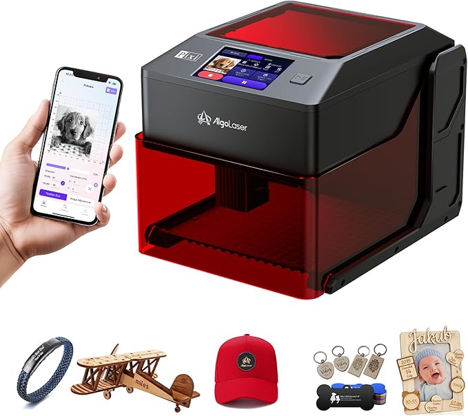 AlgoLaser 5W Smart Laser Engraver Machine: Portable Laser Engraver with 3.5" Touchscreen & 2.0 AlgoOS System - Hand Draw/Wireless Transmission/SD Card/Offline - Laser Engraving for Wood, Leather-DeskLoop Office
