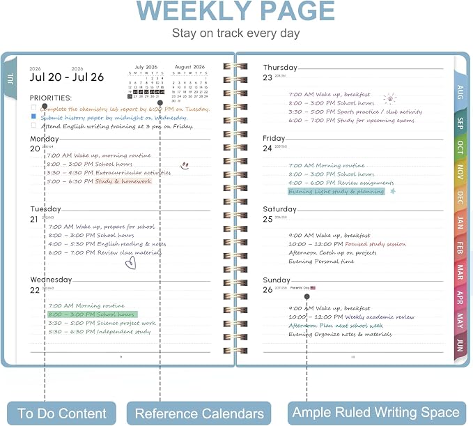 Planner 2026-2027, Academic Weekly and Monthly Calendar Planner, July 2026 - Image 2