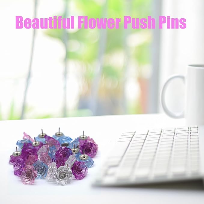 Cute Rose Push Pins 30 Pcs Flower Decorative Push Pins - Image 5