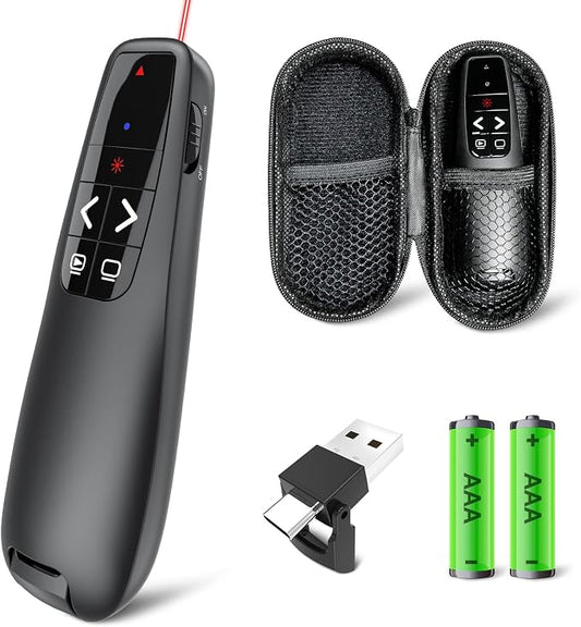 Presentation Clicker with Case Storage: Wireless Presenter Remote: Red Laser by UBUYONE%C2%AE
