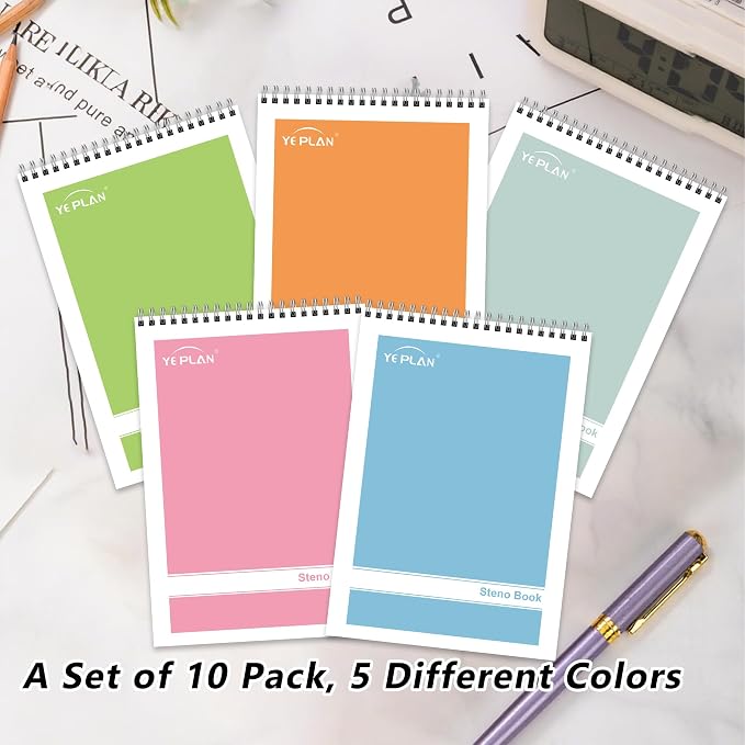 Yeplan Top Spiral Notebook 6x9 10 Pack, Steno Pads Spiral Notebooks - Image 3