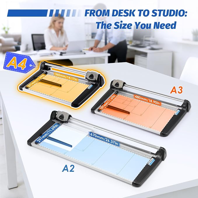 Rotary Paper Trimmer, 15 Sheets Heavy Duty Paper Trimmer, 360mm Cutting Length - Image 7