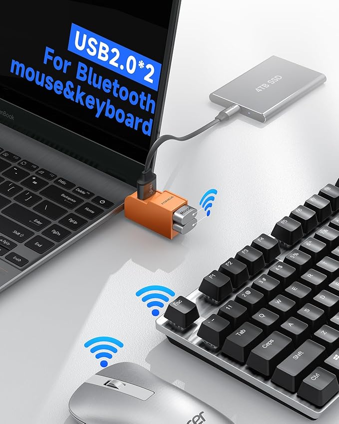 FORIDA 3 Ports USB 3.0 Adapter, USB Hub with 1 USB 3.0 and 2 USB 2.0 Ports, Portable USB Port Splitter for Keyboard, Mobile Hard Disk, U Disk, Camera, Mouse, etc (Orange)-DeskLoop Office