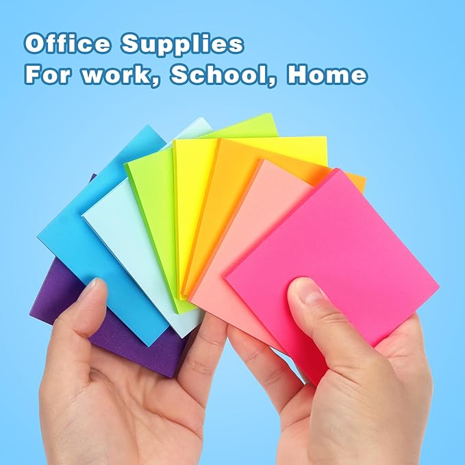 Early Buy 24 Pads Sticky Notes 8 Bright Color Self-Stick Notes 3 in x 3 in, 60 Sheets/Pad-DeskLoop Office