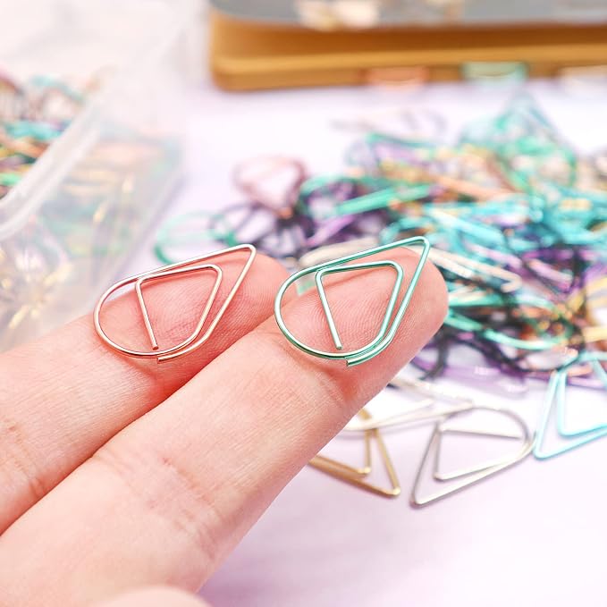 DEEDYGO 250 PCS Multicolor Drop-Shaped Paper Clips, 1 Inch | Teardrop Paperclips - Image 4