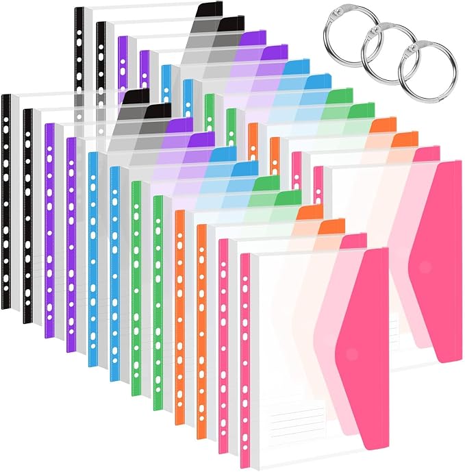 24 Pack Binder Folders with Pockets 11 Holes Expandable Dividers by Surcotto