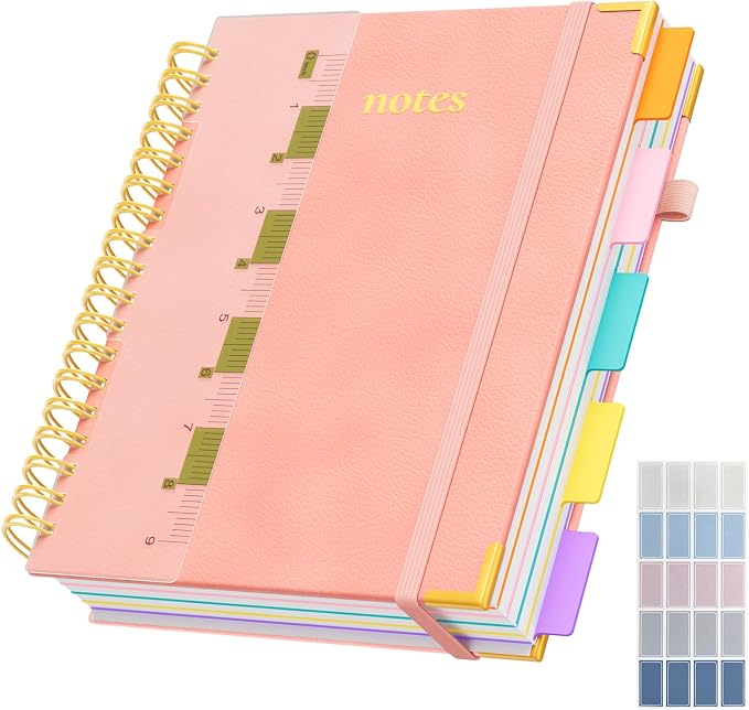 B5 Hardcover Spiral Notebook, 5 Subject Notebook 300 Pages, Large Lined Journal by XYark