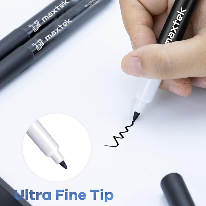 maxtek Black Dry Erase Markers Ultra Fine Tip, Low Odor, Extra Fine Point Dry - Image 2