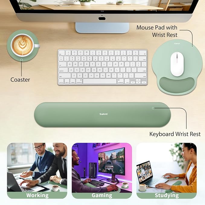 Sushret Mouse Pad and Keyboard Wrist Rest, 3-in-1 Gel Memory Foam Ergonomic - Image 6