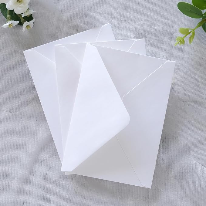 PONATIA 50 Pack A1 Envelopes, 3.62 x 5.2'' White Envelopes Perfect - Image 7