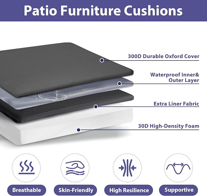 IPYNBAP Outdoor Chair Cushions Set of 4 -Waterproof Outdoor Seat Cushions - Image 2