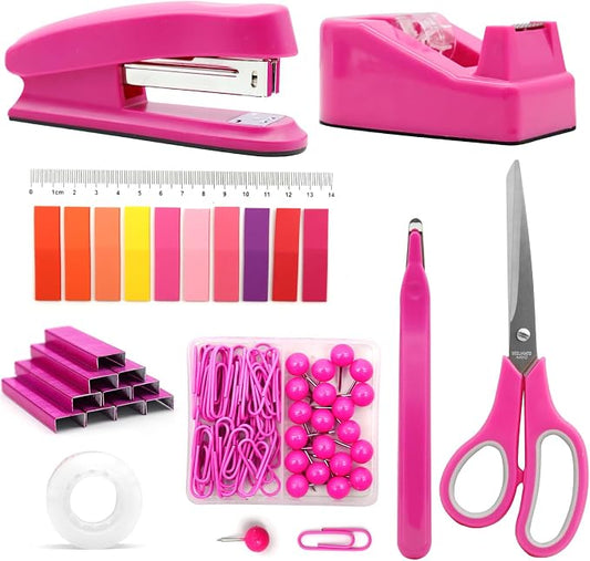 Hot Pink Desk Accessories Set by sportsvoutdoors