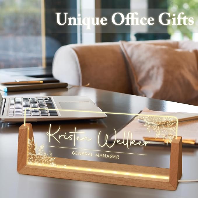 Custom Name Plate for Desk, Personalized Light Up Acrylic Desk Name Plate - Image 7