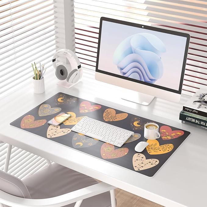 Colorful Star Magic Heart Leather Mouse Pad, Large Pad - Image 2