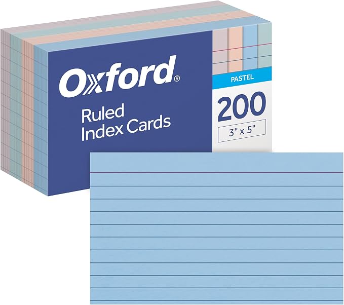 Oxford Ruled Index Cards, Lined Note Cards, Flashcards by Oxford