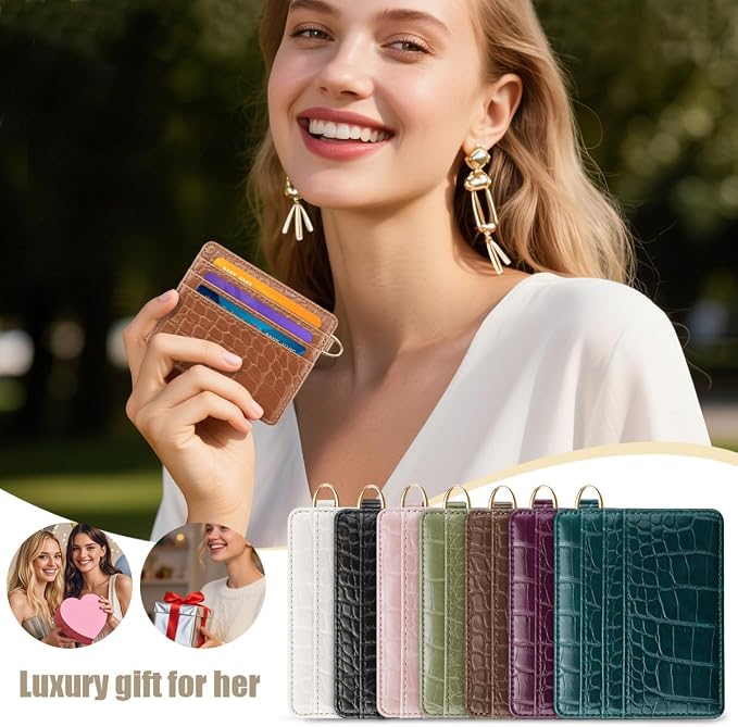 Slim Credit Card Holder Crocodile Wallet Women Thin Alligator Wallets RFID - Image 7