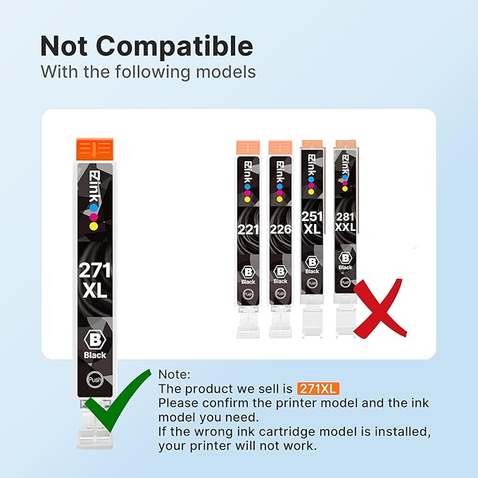E-Z Ink 270 271 XL Ink Cartridges Compatible for Canon PGI-270XL CLI-271XL 6 Color Value Pack, use with TS9020 MG7720 TS8020 MG5720 MG5721 MG5722 MG6820 MG6821 MG6822 TS5020 TS6020 Printer-DeskLoop Office