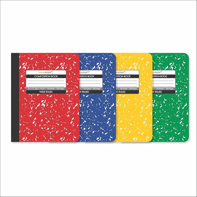 Composition Book – 100 Sheets, Wide Ruled, 9.75 x 7.5 inch – Durable Cover – by Unknown