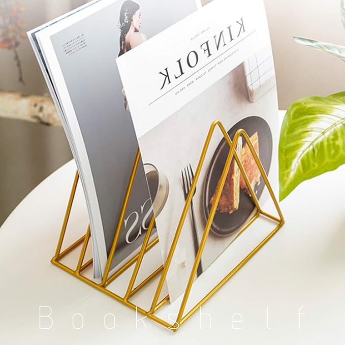 QPEY Triangle File Holder, 5 Slot Metal Vinyl Record Stand Holder Magazine - Image 5