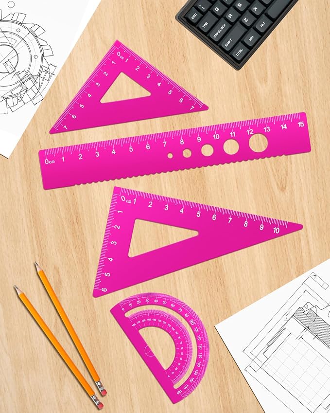 Honagu Triangular Ruler Set, 4 Pieces Aluminum Alloy Ruler, Metal Drafting Ruler - Image 5