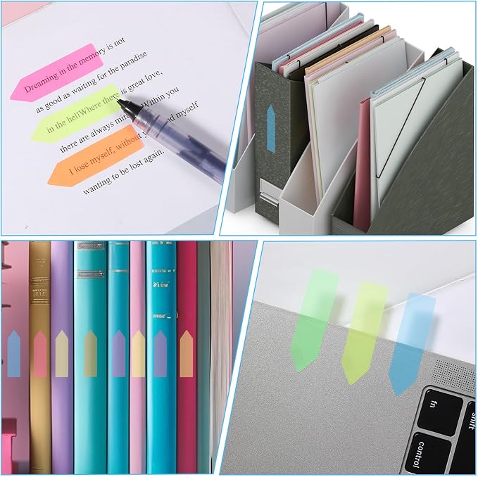 1200Pcs Sticky Tabs, Fluorescent Translucent Stickys Note Flags Page Markers - Image 4