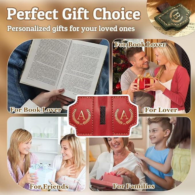 Personalized Bookmark with Pen Holder, Leather Magnetic Bookmark 26 Letters - Image 6