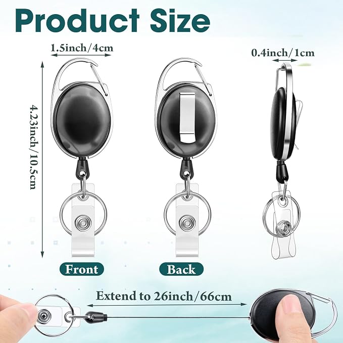 Honoson 50 Pcs Heavy Duty Retractable Badge Reels Batch ID Badge Holder - Image 2