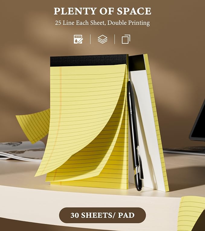 Small Legal Pads 5x8 Notepad, 6 Pack Note Pads 5x8 College Ruled Writing Pads - Image 3