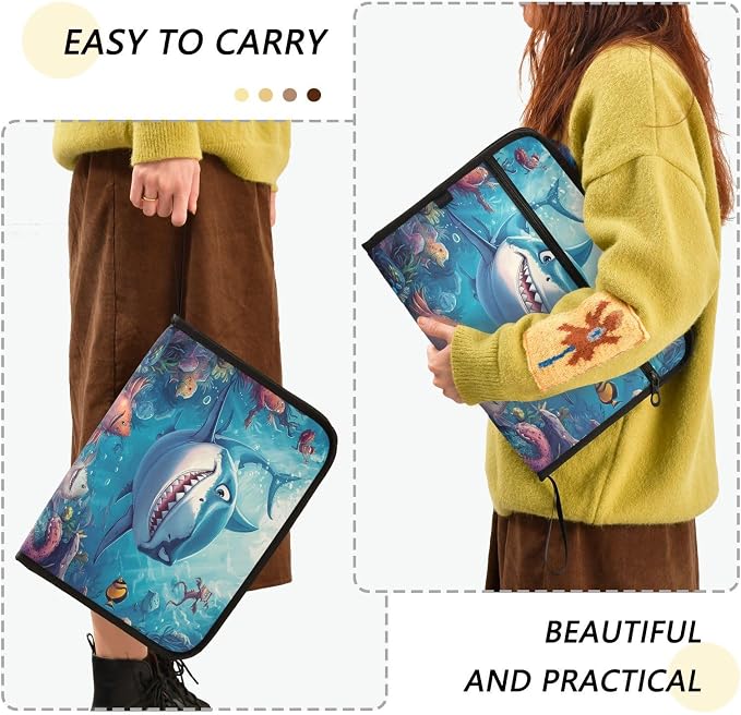 Cartoon Shark in Ocean Accordion File Organizer Expanding Document Folder - Image 4