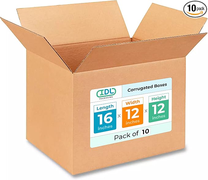 Medium Shipping & Moving Boxes 16x12x12 inches by IDLPackaging