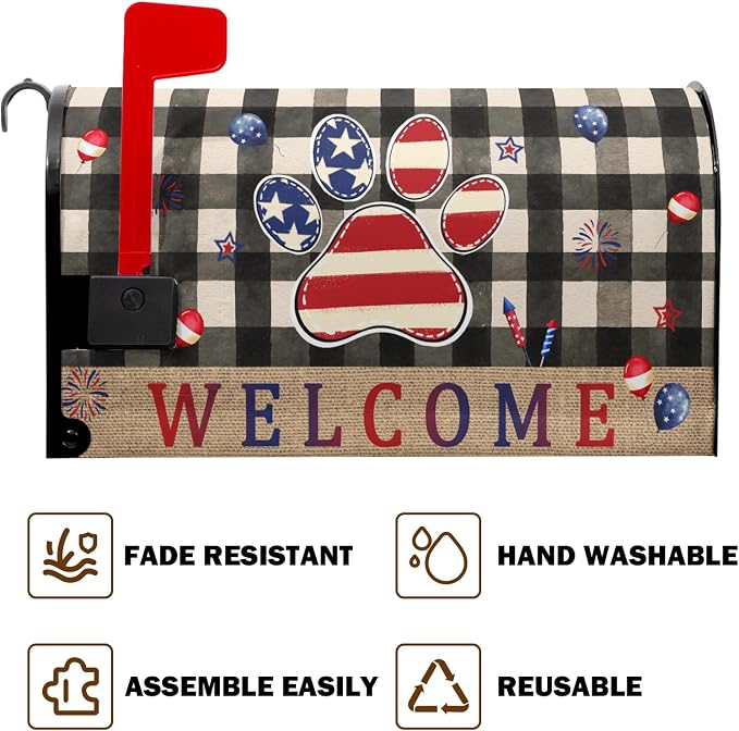 Welcome Patriotic Mailbox Covers Magnetic Standard Size 4th of July Mailbox - Image 5