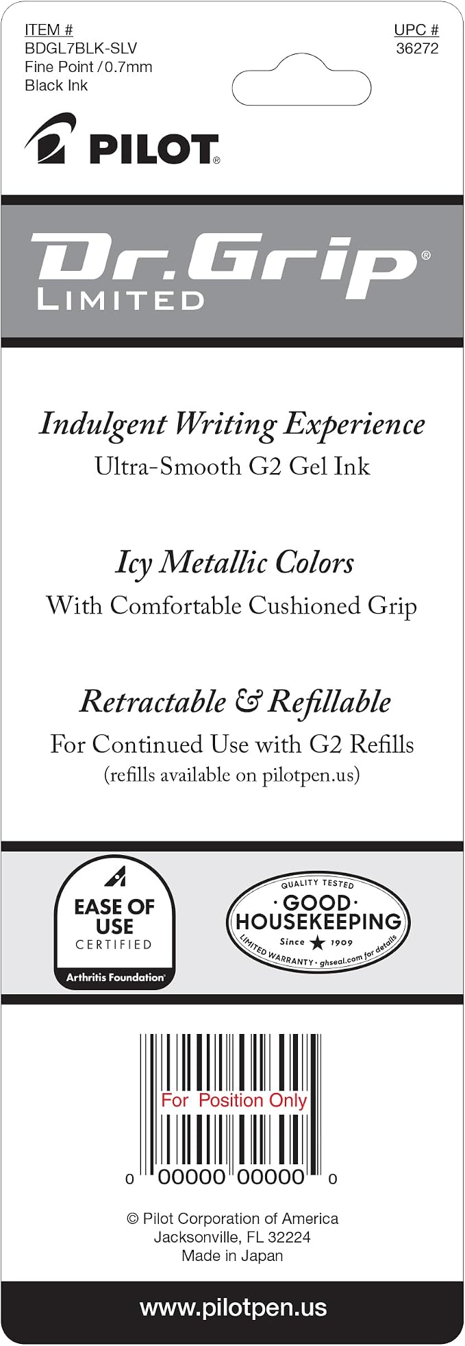 PILOT Dr. Grip Limited Refillable & Retractable Gel Pen, Fine Point, Single Pen - Image 2