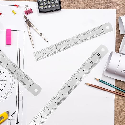 3 Pack Stainless Steel Ruler Set, 12 Inch Metal Rulers, Steel Rulers Metric - Image 9